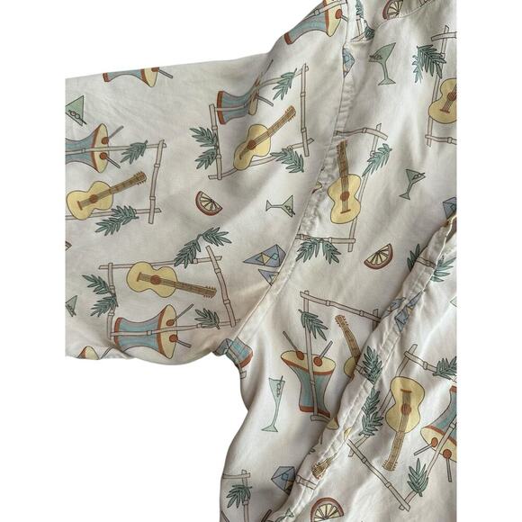 Tori Richard Men's Multicolor Silk Guitar Drum Martini Button Up Shirt Size XL - Picture 3 of 5